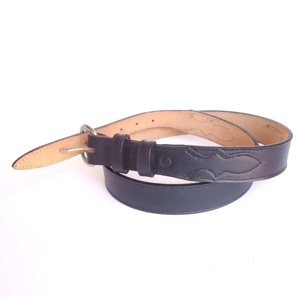 Nocona Belt Co Black Leather Belt 36 Silvertone Buckle Western Cowboy 1 1/8